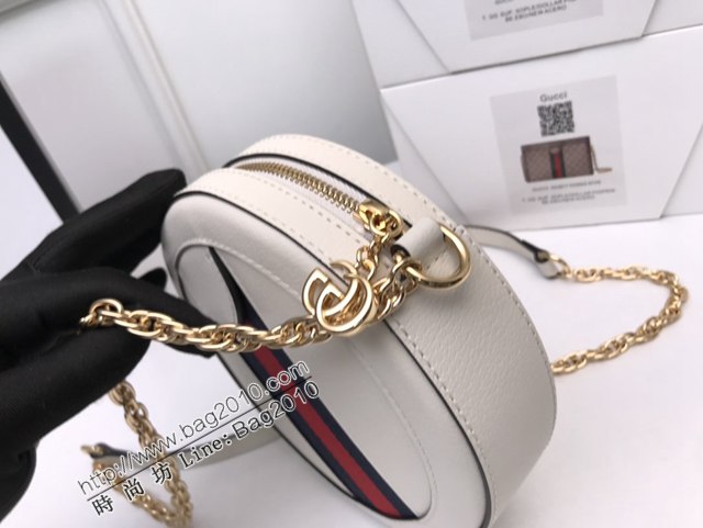 Gucci新款包包 古馳Ophida系列GG圓餅包 Gucci白色鏈條小圓餅包 550618  ydg3168